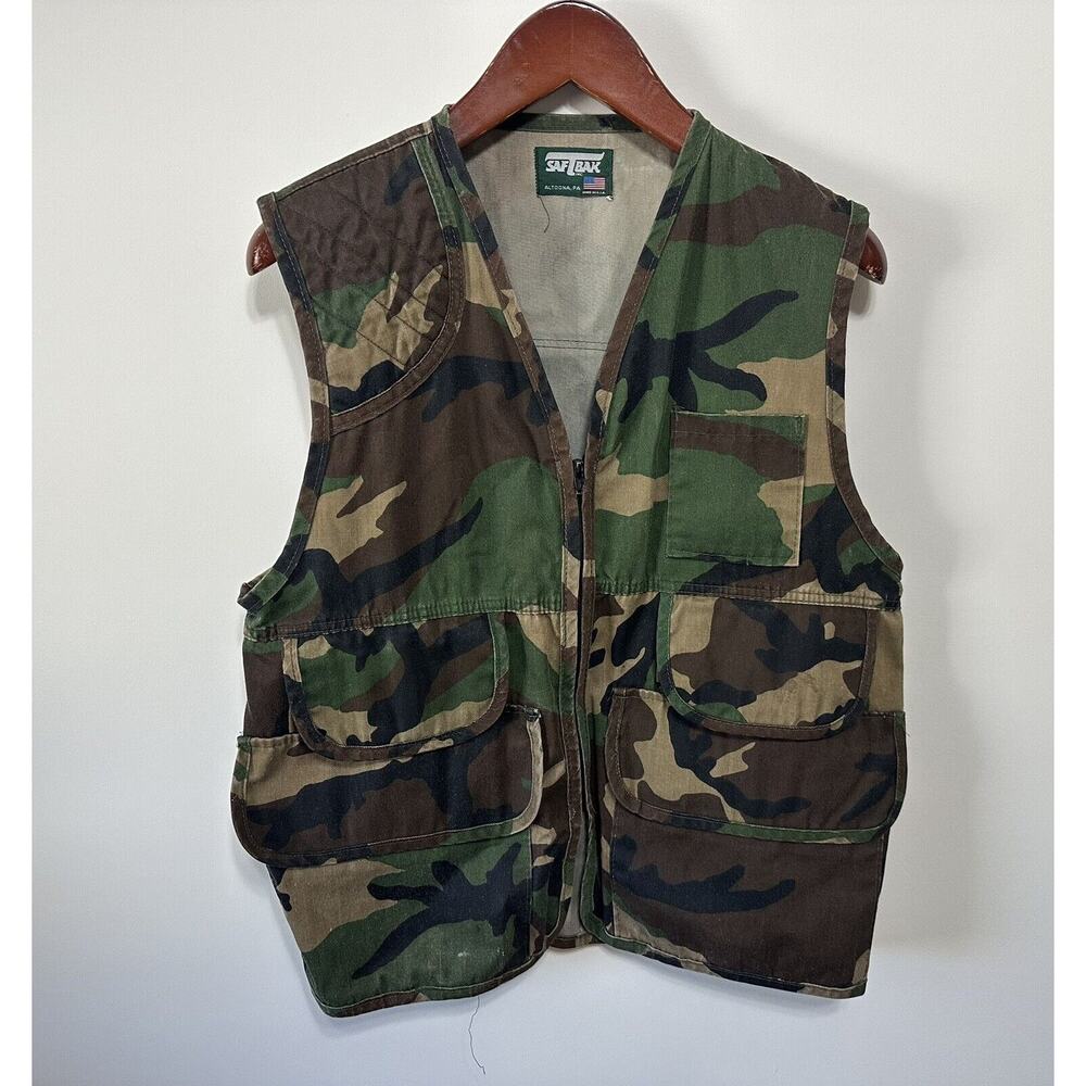 SafTbak Hunting Vest Duck Dove Quail Bird Vintage Camo Size M‎ Made USA